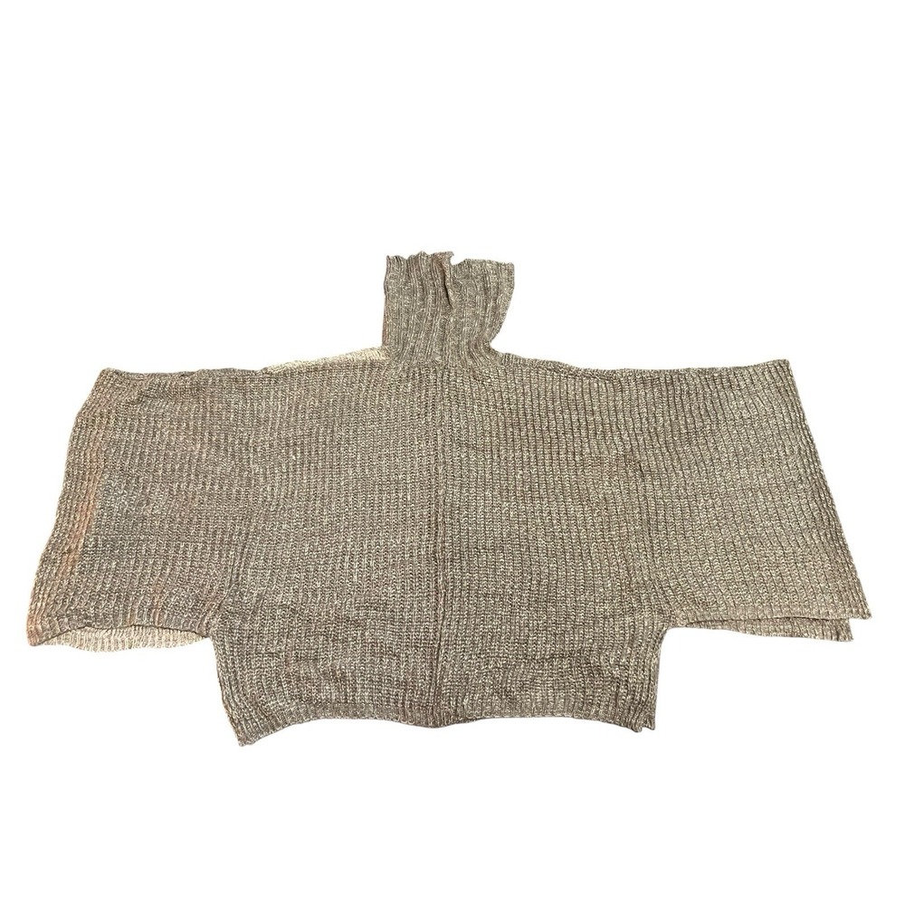 Knox Rose size XXL two tone brown patchwork cable knit cowl neck kimono sweater - Picture 6 of 8